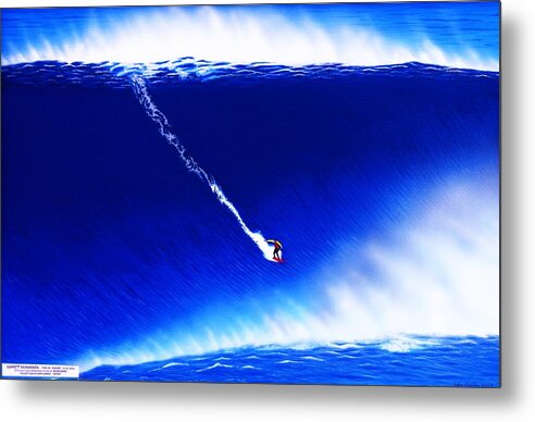 Surfing Metal Print featuring the painting Nazare Portugal 11-1-2011 by John Kaelin