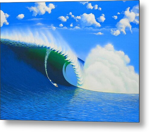 Surfing Metal Print featuring the painting Cortes 100-Foot Barrel by John Kaelin