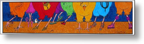 Chicken Metal Print featuring the mixed media Chicken Walk by Michele Sleight