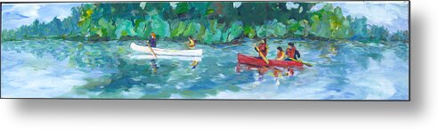 Canoing Metal Print featuring the painting Exploring Our River by Naomi Gerrard