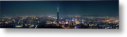 Taiwan Metal Print featuring the photograph Panorama Shot Of Taipei by Bbq