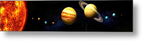 Solar System Metal Print featuring the digital art Solar System Panorama by Adam Vance