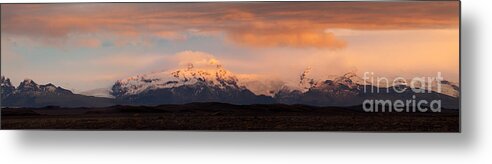 Autumn Metal Print featuring the photograph Vatnajokull mountain range at sunset Iceland #1 by Matteo Colombo