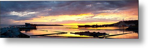  Sunset Metal Print featuring the photograph Glowing Freighters by Darren Bradley