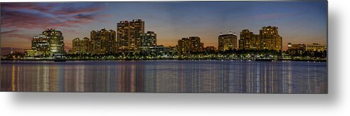 At Metal Print featuring the photograph West Palm Beach at Twilight by Debra and Dave Vanderlaan