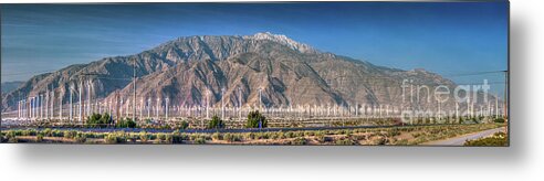 Wind Farm Metal Print featuring the photograph Palm Springs Wind Turbines Vista by David Zanzinger