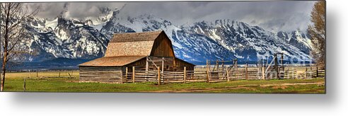 Moulton Barn Metal Print featuring the photograph T A Moulton Barn Spring Panorama by Adam Jewell
