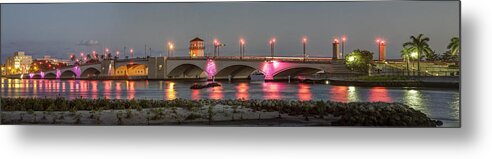 Flagler Metal Print featuring the photograph Flagler Bridge in Pink by Debra and Dave Vanderlaan