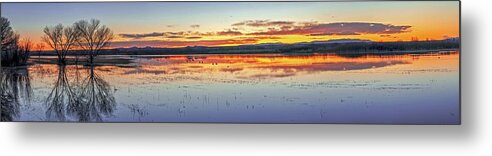 New Mexico Metal Print featuring the photograph August 2020 Bosque del Apache Sunrise Panorama by Alain Zarinelli