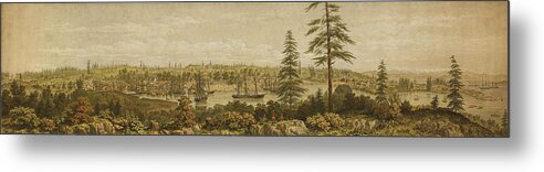 Map Metal Print featuring the drawing View of Victoria Vancouver Island 1860 by Vintage Places