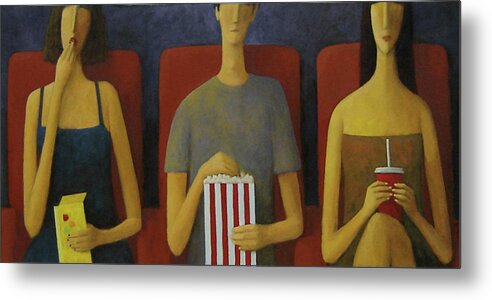 People In Movie Theatre Metal Print featuring the painting Cinema by Glenn Quist