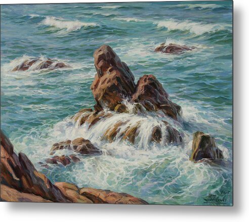 Seascape Metal Print featuring the painting Sea Symphony. Part 3. by Serguei Zlenko