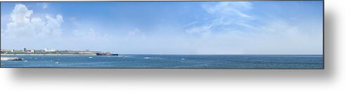Costinesti Resort Metal Print featuring the photograph Costinesti resort panorama with Evangelia shipwreck by Vlad Baciu