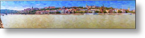 Boats Metal Print featuring the photograph Danube river and landmarks in Budapest by Vivida Photo PC