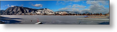 Panorama Metal Print featuring the photograph Skaha Lake FROZEN NorthEastEnd Panorama 02-06-2014 by Guy Hoffman