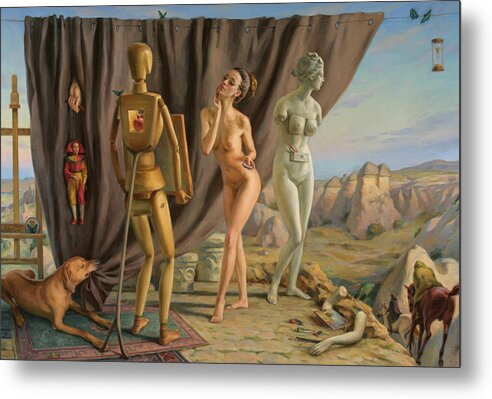 Surrealistic - Fantasy Metal Print featuring the painting Three Graces by Serguei Zlenko