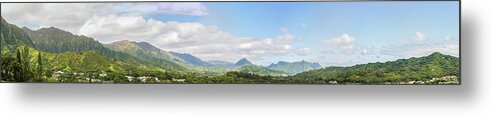 Blue Metal Print featuring the photograph Windward Panorama 1 by Leigh Anne Meeks