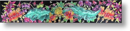 Flowers Metal Print featuring the tapestry - textile Floral Arrangement by Karla Kay Benjamin