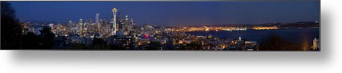 Seattle Metal Print featuring the photograph Seattle Night Skyline by Georgia Clare