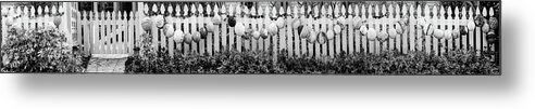 Black Metal Print featuring the photograph Nautical Buoy Fence Black and White by Debra and Dave Vanderlaan