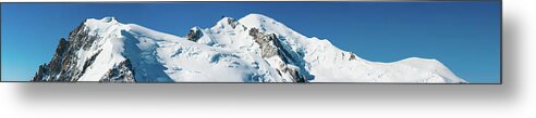 Scenics Metal Print featuring the photograph Mont Blanc Summit Super Panorama Alps by Fotovoyager