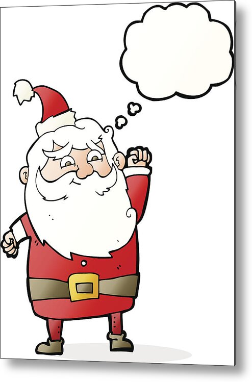 Cartoon Santa Claus With Thought Bubble Metal Print