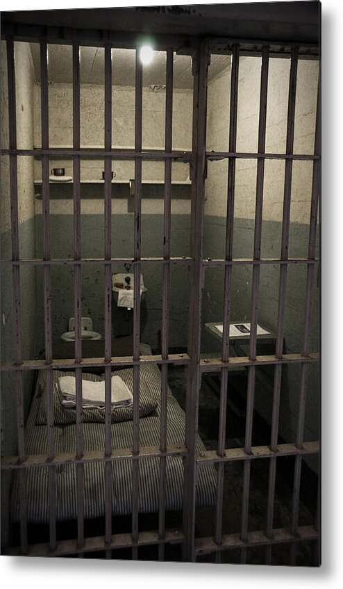 Cell Metal Print featuring the photograph A cell in Alcatraz prison #2 by RicardMN Photography