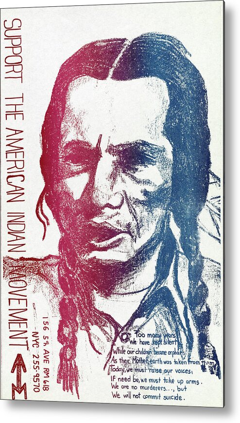 1970 Metal Print featuring the drawing American Indian Movement #2 by Granger