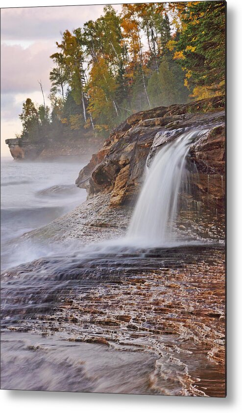 Pictured Rocks National Lakeshore Metal Print featuring the photograph Autumn Mist #1 by Leda Robertson