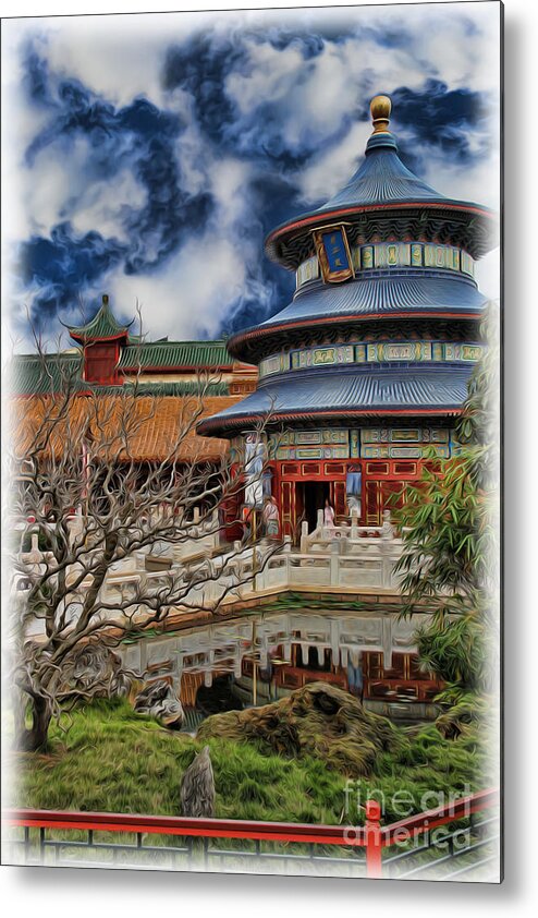 Painting Metal Print featuring the photograph Chinese Temple V #1 by Lee Dos Santos