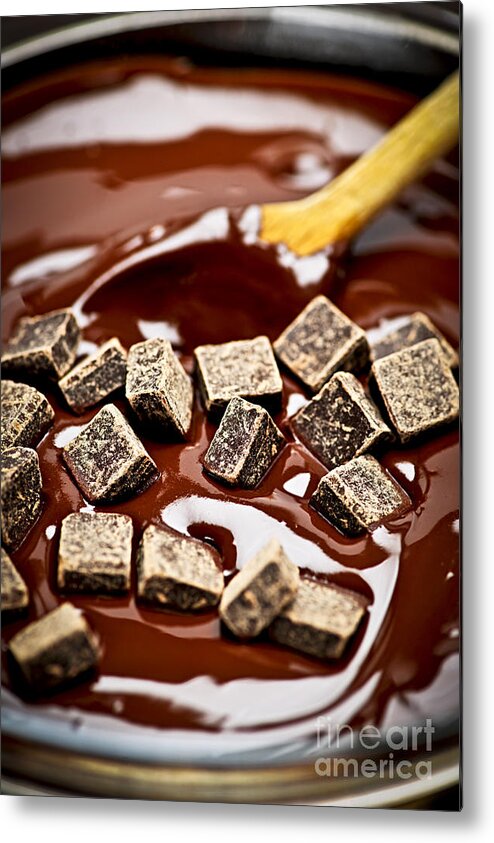 Chocolate Metal Print featuring the photograph Melting chocolate #1 by Elena Elisseeva