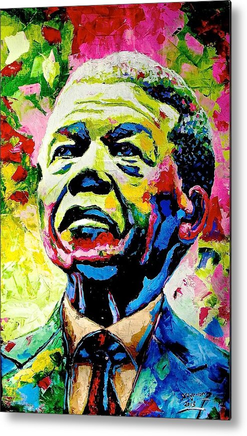 Evans Yegon Metal Print featuring the painting Nelson Mandela #1 by Evans Yegon