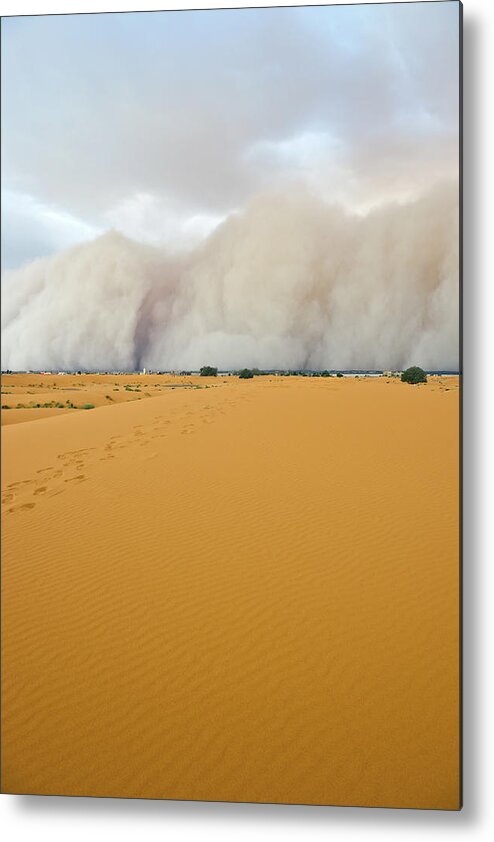 Scenics Metal Print featuring the photograph Sandstorm Approaching Merzouga #1 by Pavliha