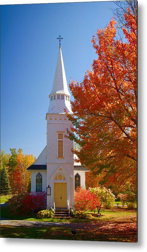 Autumn Foliage New England Metal Print featuring the photograph St Matthew's in Autumn splendor #2 by Jeff Folger