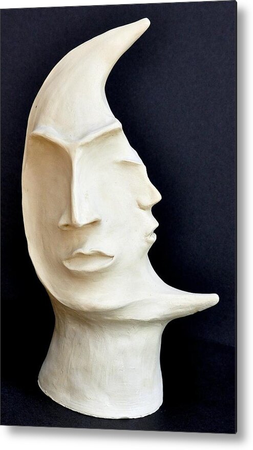 The Mysterious Moon Metal Print featuring the sculpture The Mysterious Moon by Marianna Mills