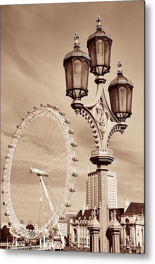 London Metal Print featuring the photograph Vintage lamp post #1 by Songquan Deng