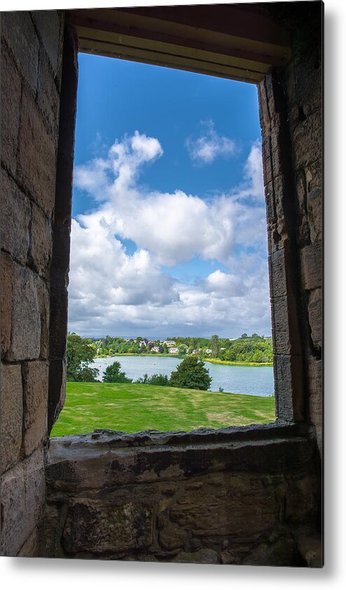 Scotland Metal Print featuring the photograph Window in Linlithgow Palace with view to a beautiful scottish landscape by Andreas Berthold