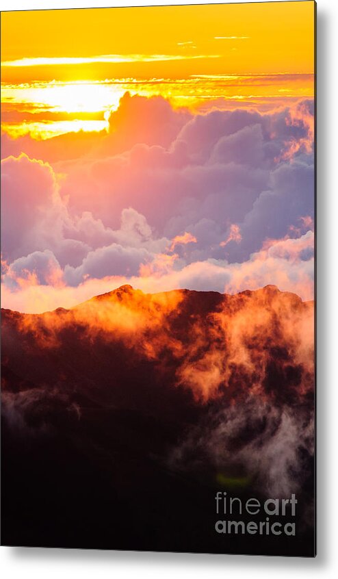 Haleakala National Park Metal Print featuring the photograph Clouds at sunrise over Haleakala Crater Maui Hawaii USA #11 by Don Landwehrle