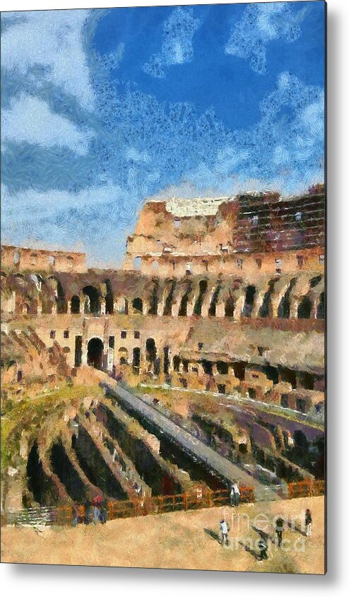 Colosseum Metal Print featuring the painting Colosseum in Rome #6 by George Atsametakis