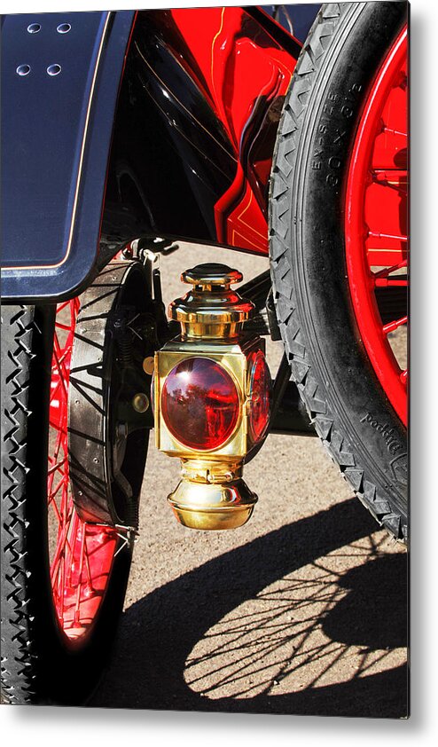 1911 Ford Model T Torpedo 4 Cylinder 25 Hp Taillight Metal Print featuring the photograph 1911 Ford Model T Torpedo 4 cylinder 25 HP Taillight by Jill Reger