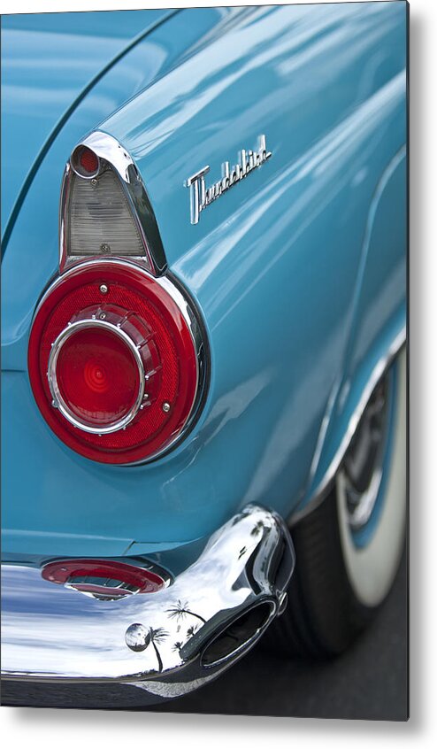 1956 Ford Thunderbird Metal Print featuring the photograph 1956 Ford Thunderbird Taillight and Emblem by Jill Reger