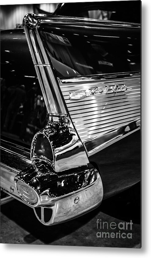 1950's Metal Print featuring the photograph 1957 Chevy Bel Air Tail Fin by Paul Velgos