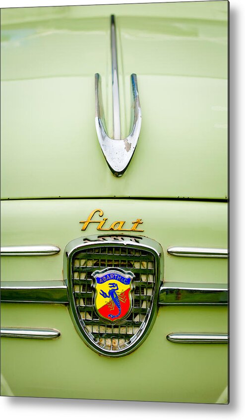 1959 Fiat 600 Derivazione 750 Abarth Emblem Metal Print featuring the photograph 1959 Fiat 600 Derivazione 750 Abarth Hood Ornament by Jill Reger