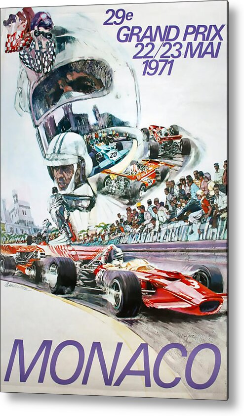 Monaco Grand Prix Metal Print featuring the digital art 1971 Monaco Grand Prix by Georgia Clare