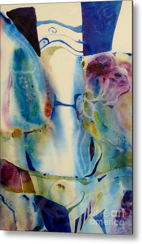 Hortensia Metal Print featuring the painting Blue Abstract #2 by Donna Acheson-Juillet