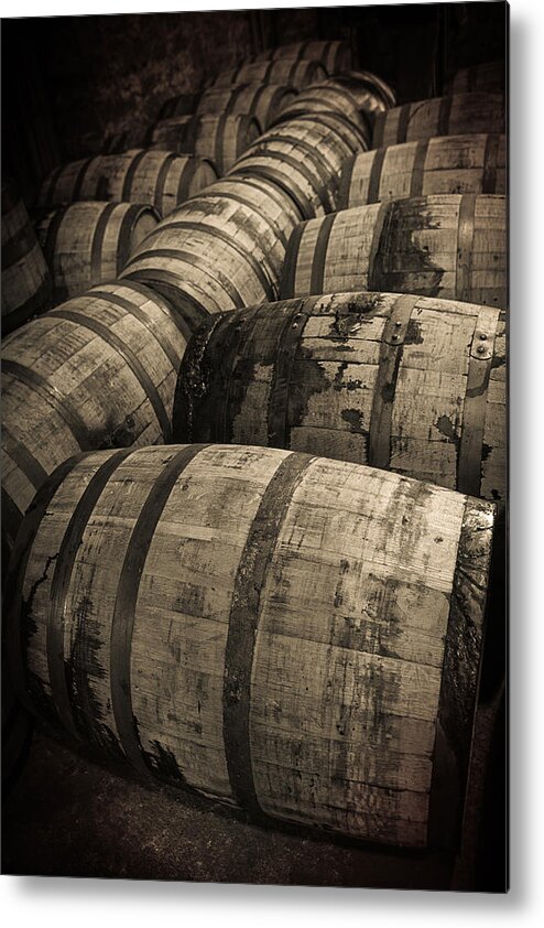 Bourbon Barrel Metal Print featuring the photograph Bourbon Barrels Forever by Karen Varnas