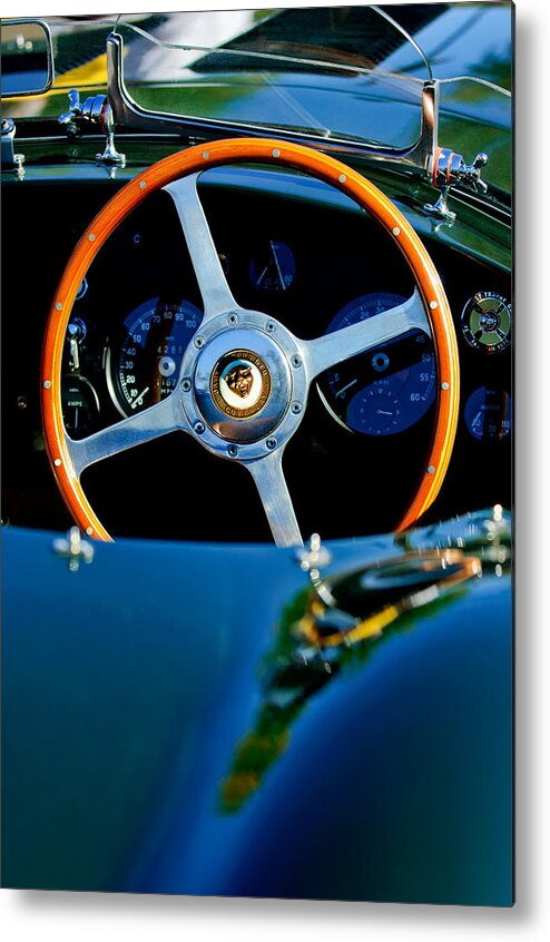 Jaguar Steering Wheel Metal Print featuring the photograph Jaguar Steering Wheel #1 by Jill Reger
