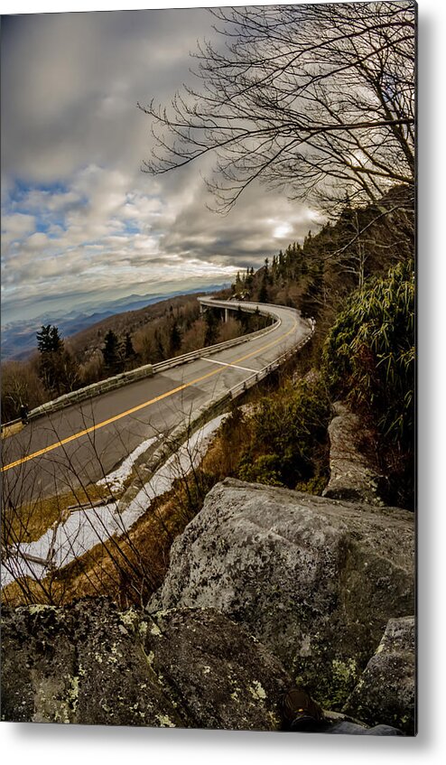 Road Metal Print featuring the photograph Linn Cove Viaduct During Winter Near Blowing Rock Nc #2 by Alex Grichenko