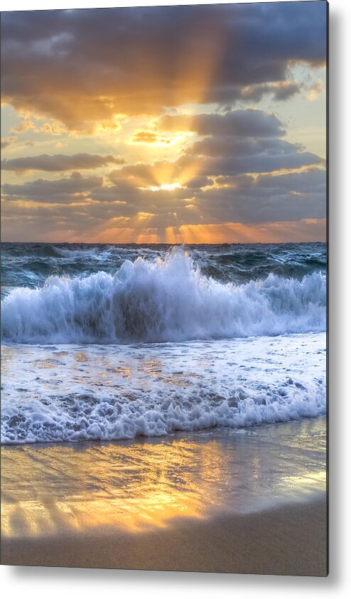 Ocean Metal Print featuring the photograph Splash Sunrise #2 by Debra and Dave Vanderlaan