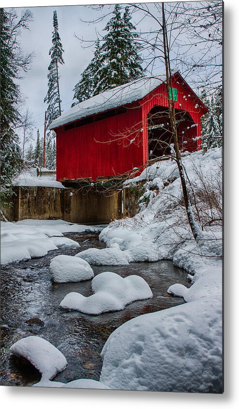 Covered Bridge Metal Print featuring the photograph Vermonts Moseley covered bridge #3 by Jeff Folger